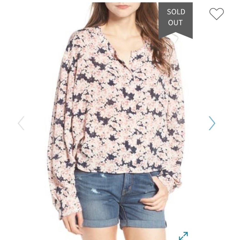 Hinge Floral Print Oversized Blouse